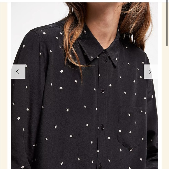 Rails Kate Silk Shirt Blouse in Black with Star Print - Picture 5 of 6